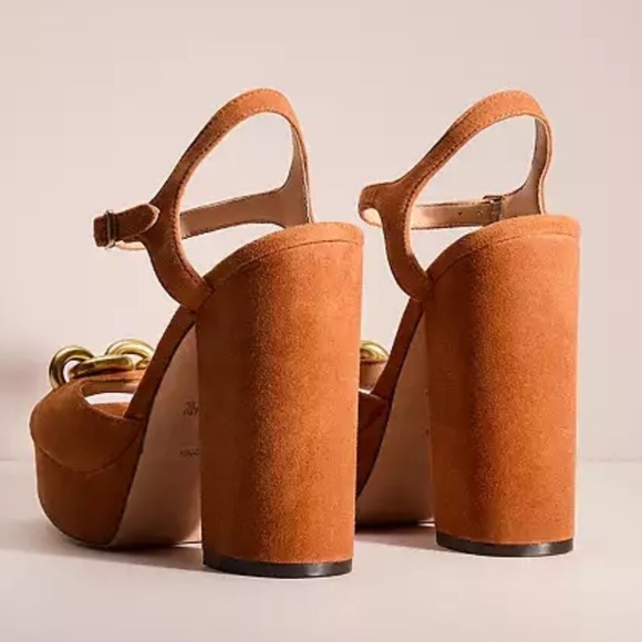 COACH Nicolette Platform Sandals Retro burnished amber chunky block heels Sz 9.5 - Picture 4 of 16